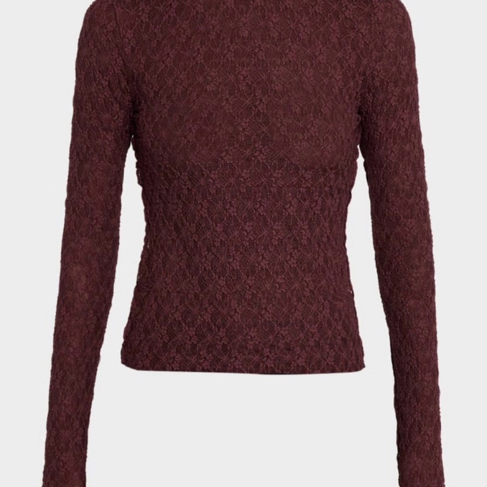 Ellie Lace Long Sleeve Tee by Rag & Bone - Burgundy
